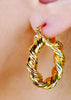 Twisted Rope Gold Plated Hoop Earrings